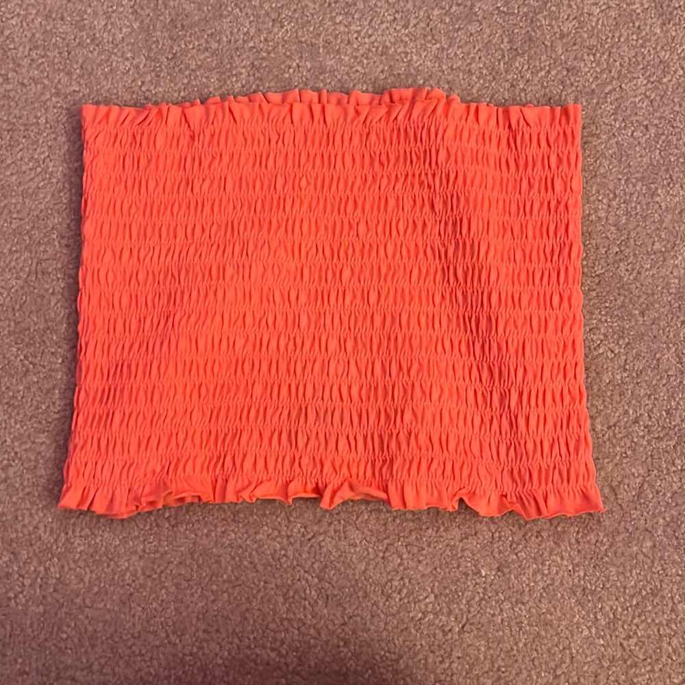 coral ruffle tube top